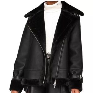 Like New Faux Leather Shearling Jacket